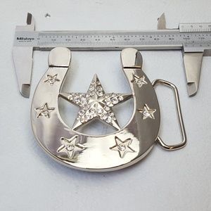 Silver Star-Embellished Belt Buckle